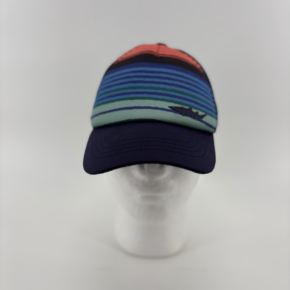 SHARK Youth Trucker Ballcap Multicolored Stripes/Blue Brim Adjustable Mesh Back